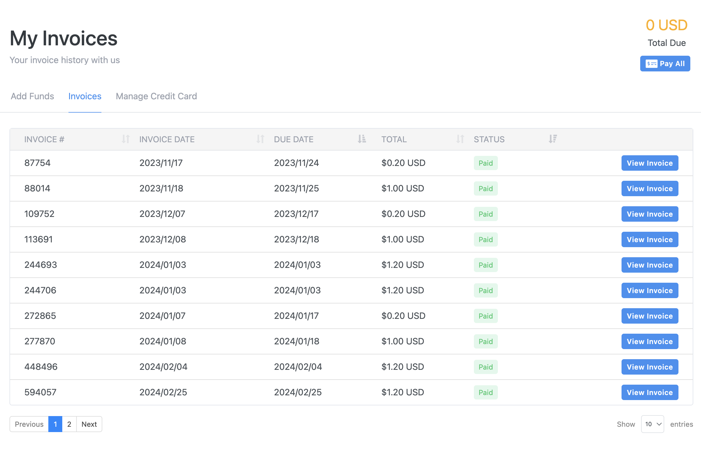 Renewal invoice